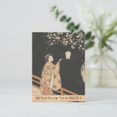 Young Woman Admming Plum Blossom at Night art Briefkaart (Staand voorkant)