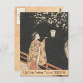 Young Woman Admming Plum Blossom at Night art Briefkaart (Voorkant / Achterkant)