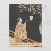 Young Woman Admming Plum Blossom at Night art Briefkaart (Voorkant)