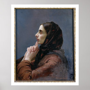 Young Woman at Prayer, 1879 (olie op doek) Poster