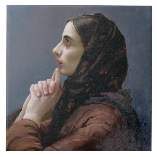 Young Woman at Prayer, 1879 (olie op doek) Tegeltje (Voorkant)