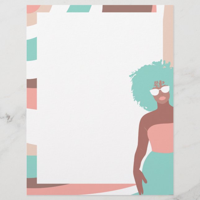 Young Woman Blank Unlining Journal Page Letterhead Briefhoofd (Voorkant)