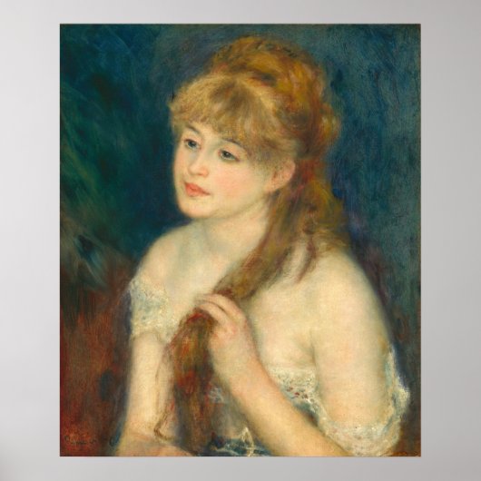 Young Woman Braiding - Auguste Renoir Fine Art Pos Poster (Voorkant)