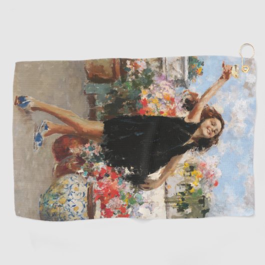 Young Woman Celebrating Victory (Vincenzo Irolli) Golfhanddoek (Horizontaal)