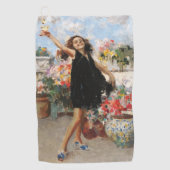 Young Woman Celebrating Victory (Vincenzo Irolli) Golfhanddoek (Voorkant)