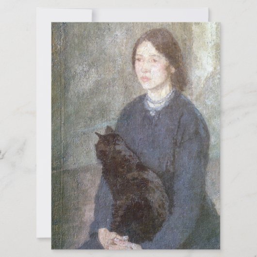 Young Woman Holding Black Cat (door Gwen John) Kaart (Voorkant)