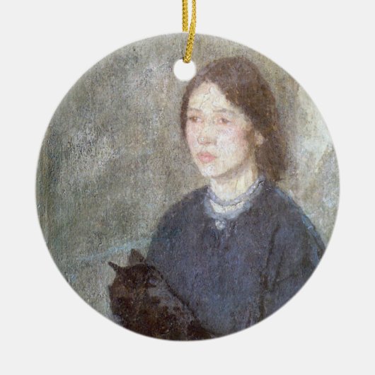 Young Woman Holding Black Cat (door Gwen John) Keramisch Ornament (Voorkant)