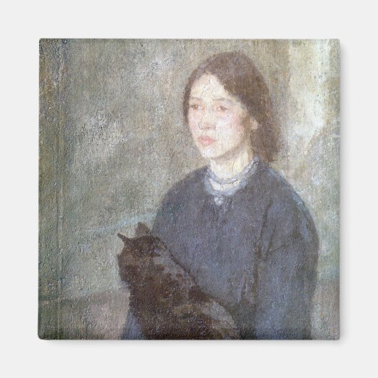 Young Woman Holding Black Cat (door Gwen John) Magneet (Voorkant)