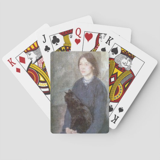 Young Woman Holding Black Cat (door Gwen John) Pokerkaarten (Achterkant)