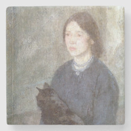 Young Woman Holding Black Cat (door Gwen John) Stenen Onderzetter