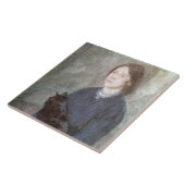 Young Woman Holding Black Cat (door Gwen John) Tegeltje (Zijkant)