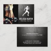 Young Woman Holding Dumbbells | Geschiktheid Logo Visitekaartje (Voorkant / Achterkant)