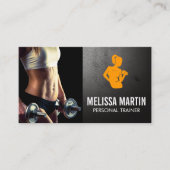 Young Woman Holding Dumbbells | Geschiktheid Logo Visitekaartje (Voorkant)