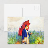 Young Woman Knitting van Daniel Ridgway Knight Briefkaart (Voorkant / Achterkant)