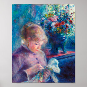 Young Woman Sewing by Pierre-Auguste Renoir Poster