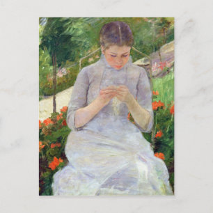 Young Woman Sewing in the tuin, c.1880-82 Briefkaart