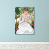 Young Woman Sewing in the tuin, c.1880-82 Canvas Afdruk (Insitu (Houten vloer))