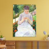 Young Woman Sewing in the tuin, c.1880-82 Canvas Afdruk (Insitu (Woonkamer))