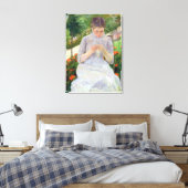 Young Woman Sewing in the tuin, c.1880-82 Canvas Afdruk (Insitu (Slaapkamer))