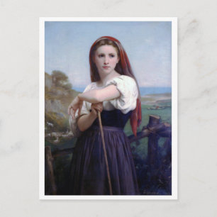 Young Woman Shepherdess, Bouguereau Briefkaart