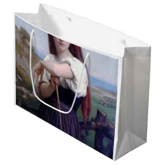 Young Woman Shepherdess, Bouguereau Groot Cadeauzakje (Voorkant Gekanteld)