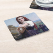 Young Woman Shepherdess, Bouguereau Kartonnen Onderzetters (Schuin)