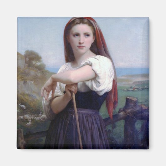 Young Woman Shepherdess, Bouguereau Magneet (Voorkant)