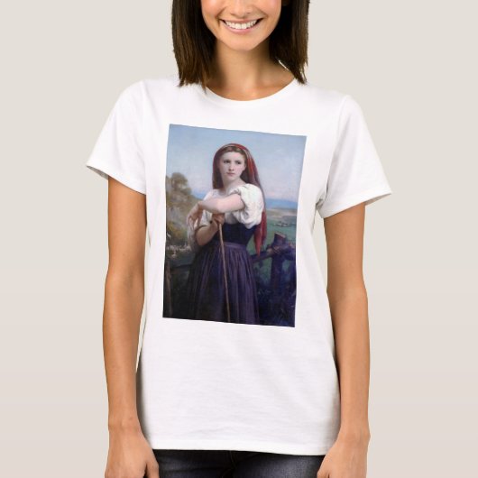 Young Woman Shepherdess, Bouguereau T-shirt (Voorkant)