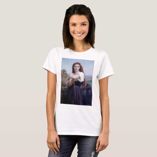 Young Woman Shepherdess, Bouguereau T-shirt (Voorkant volledig)