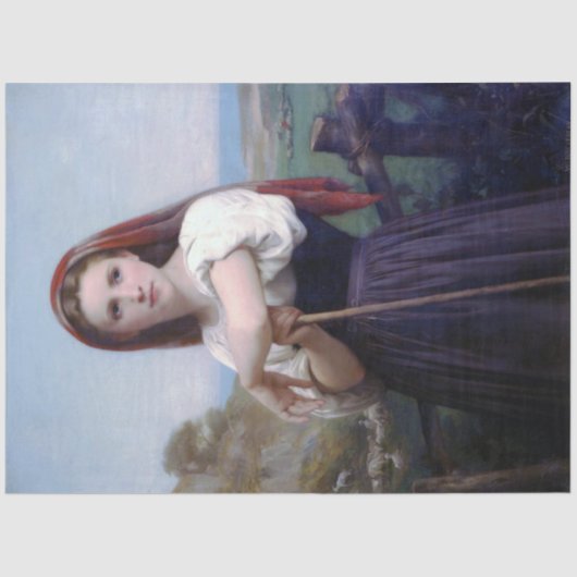 Young Woman Shepherdess, Bouguereau Tissuepapier (Voorkant)