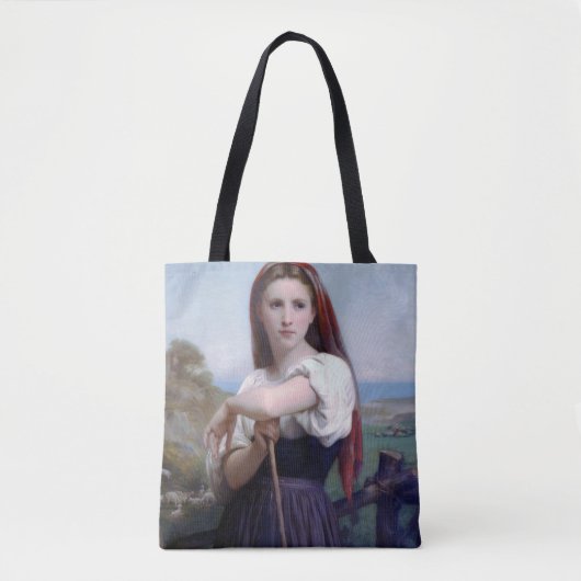 Young Woman Shepherdess, Bouguereau Tote Bag (Voorkant)