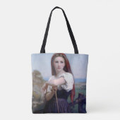 Young Woman Shepherdess, Bouguereau Tote Bag (Achterkant)