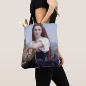 Young Woman Shepherdess, Bouguereau Tote Bag (Dichtbij)