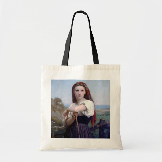 Young Woman Shepherdess, Bouguereau Tote Bag (Voorkant)