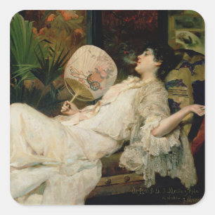 Young Woman Smoking, 1894 Vierkante Sticker