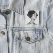 Young Woman Vierkante Button 5,1 Cm (In situ)