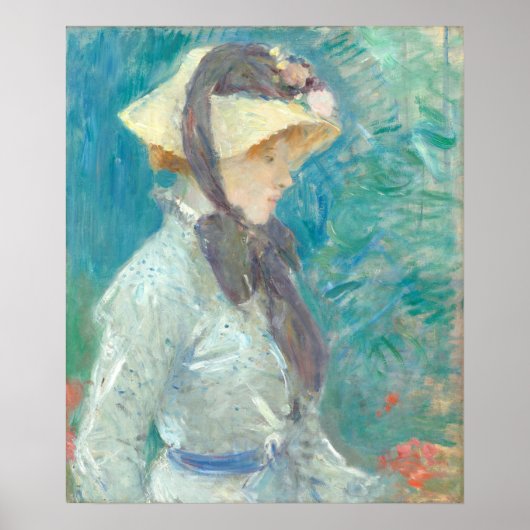 Young Woman w/Straw Pet - Berthe Morisot Fine Art Poster (Voorkant)