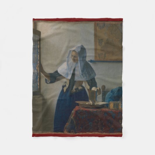 Young Woman Water Pitcher Vermeer Fleece Blanket (Voorkant)