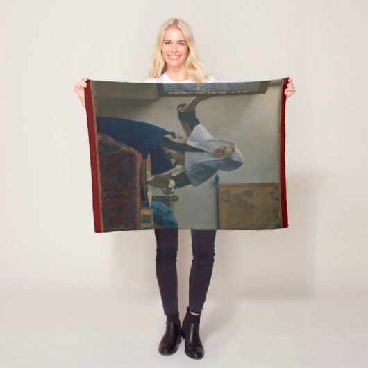 Young Woman Water Pitcher Vermeer Fleece Blanket Deken (In situ)