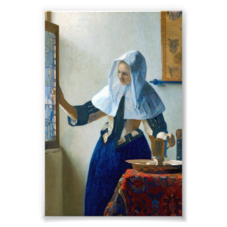 Young Woman with a Water Pitcher by Vermeer Foto Afdruk