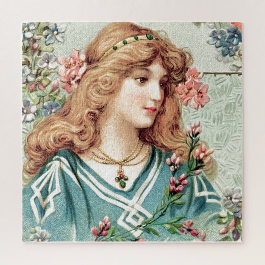Young Woman with Flowers  Print Legpuzzel (Verticaal)