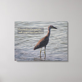 Young Yellow Crowned Heron Inspirerend Quote Canvas Afdruk