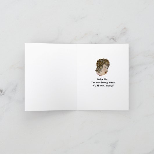 Younger and Older Self as Drivers Greeting Card Kaart (Binnen)