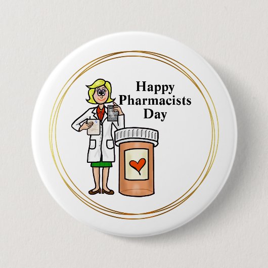 Younger Vrouw Pharmacist Button (Voorkant)