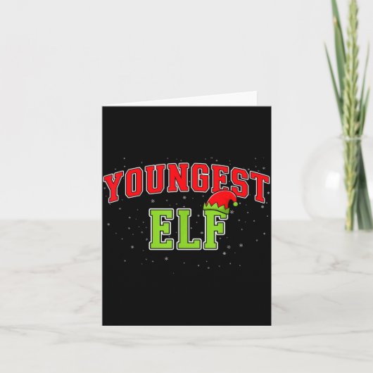 Youngest Elf Christmas Family Matching Group Xmas Kaart (Voorkant)