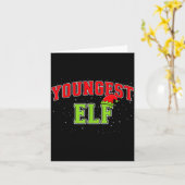 Youngest Elf Christmas Family Matching Group Xmas Kaart (Gele Bloem)