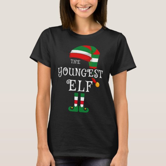 Youngest Elf Familie met kerstwedstrijd Pajamas Xm T-shirt (Voorkant)