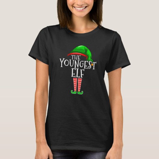 Youngest Elf  Family Matching Group Christmas T-shirt (Voorkant)