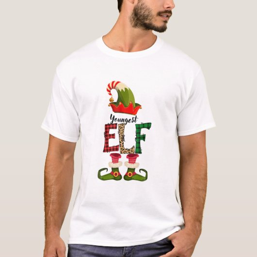 Youngest Elf Matching Family-kerstfeest T-shirt (Voorkant)