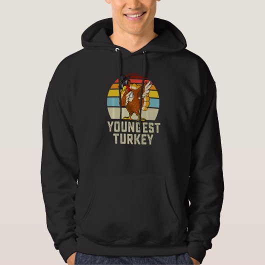 Youngest Turkey Matching Family Thanksgiving Group Hoodie (Voorkant)